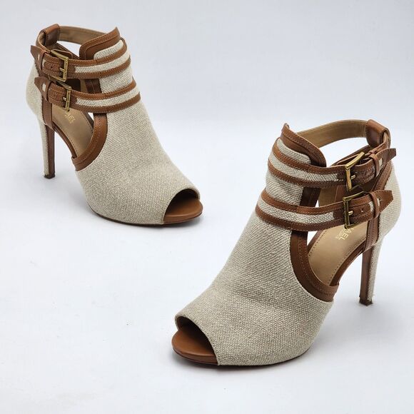 Michael Kors Hemp Blaze Open Toe Bootie Heels Size 8 - Picture 1 of 9